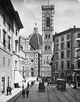 Giotto di Bondone Giotto di Bondone Poster Print Collection: Via de Pecori and Piazza del Duomo in Florence