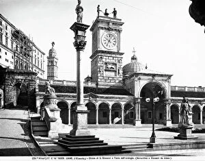 Religious themes in renaissance art Metal Print Collection: The portico of S. Giovanni, the Clock Tower and, in the background