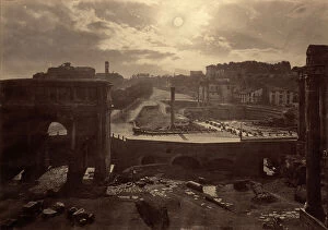 Iconic structures Pillow Collection: View of the Roman Forum (Imperial Forums) 'in moonlight', Rome