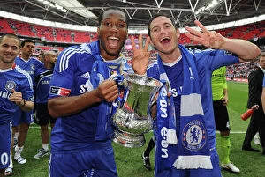 Chelsea Collection: Chelsea FC: Frank Lampard and Didier Drogba Celebrate FA Cup Victory (2010)